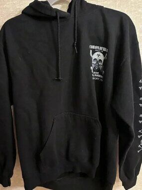 Funny‎ COVID Black Hoodie  Size Medium